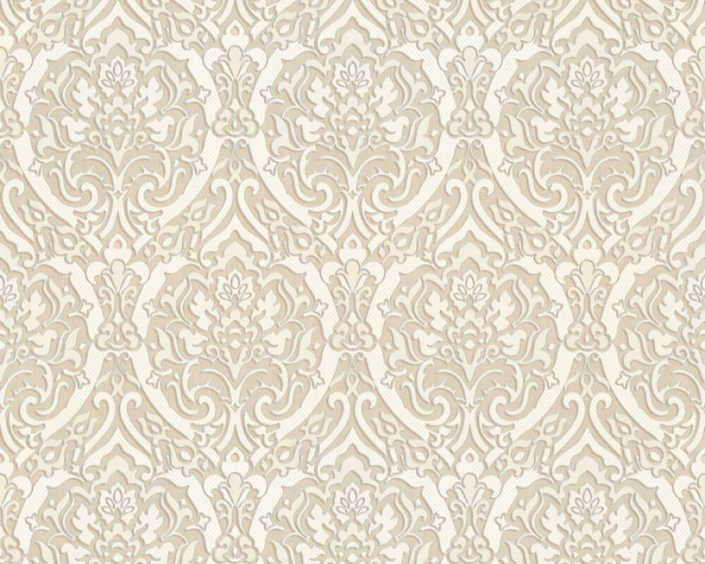 AS Cration Wallpaper Baroque 3D Beige Brown Cream Silver