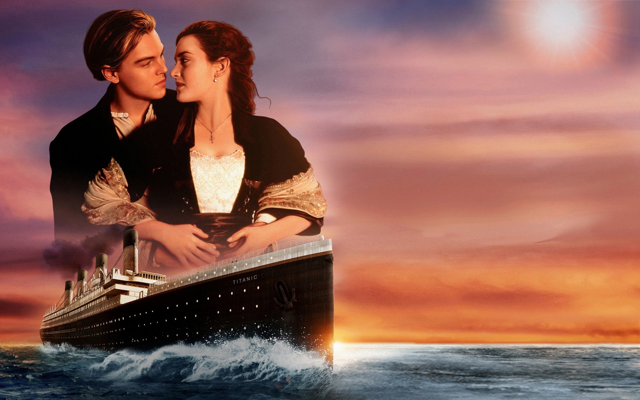 Winslet Titanic Love Sunset Couple Jack Dawson Wallpaper Background