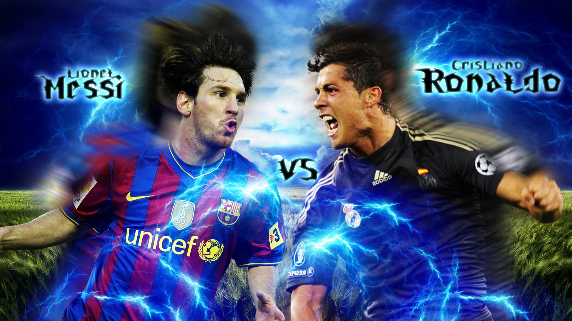 Lionel Messi V S Cristiano Ronaldo Wallpaper In Adobe Photoshop