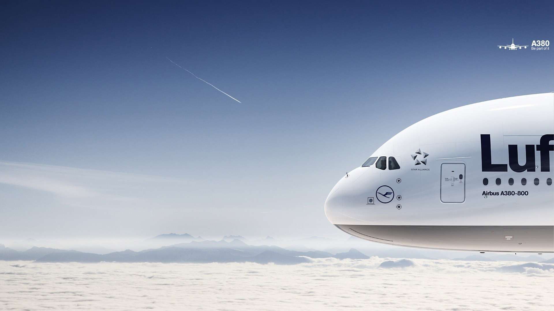 A380 Lufthansa Clouds HD Wallpaper FullHDwpp Full