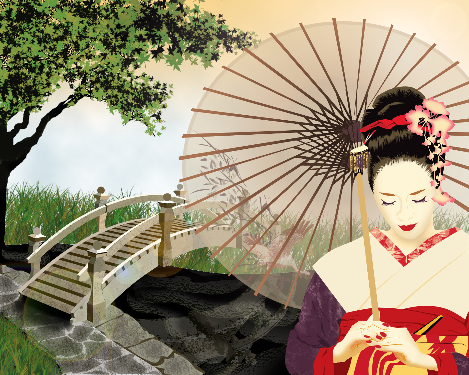 Geisha Wallpaper Kokeshi Doll Memoirs Of A