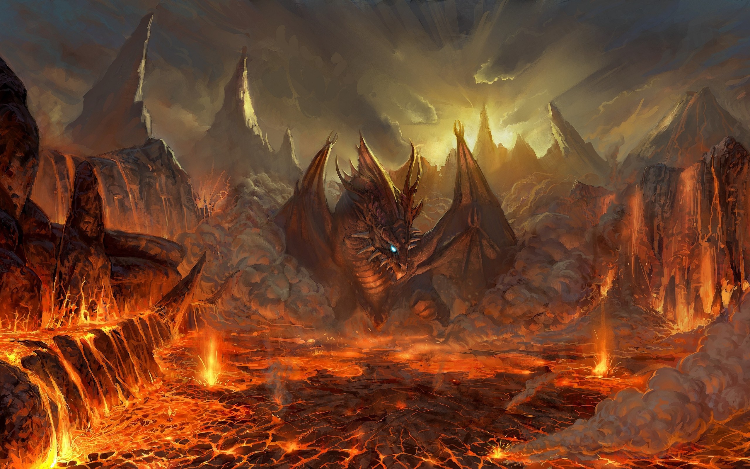 Valakas Dragon Lava Fantasy Art Video Games Lineage Ii Wallpaper