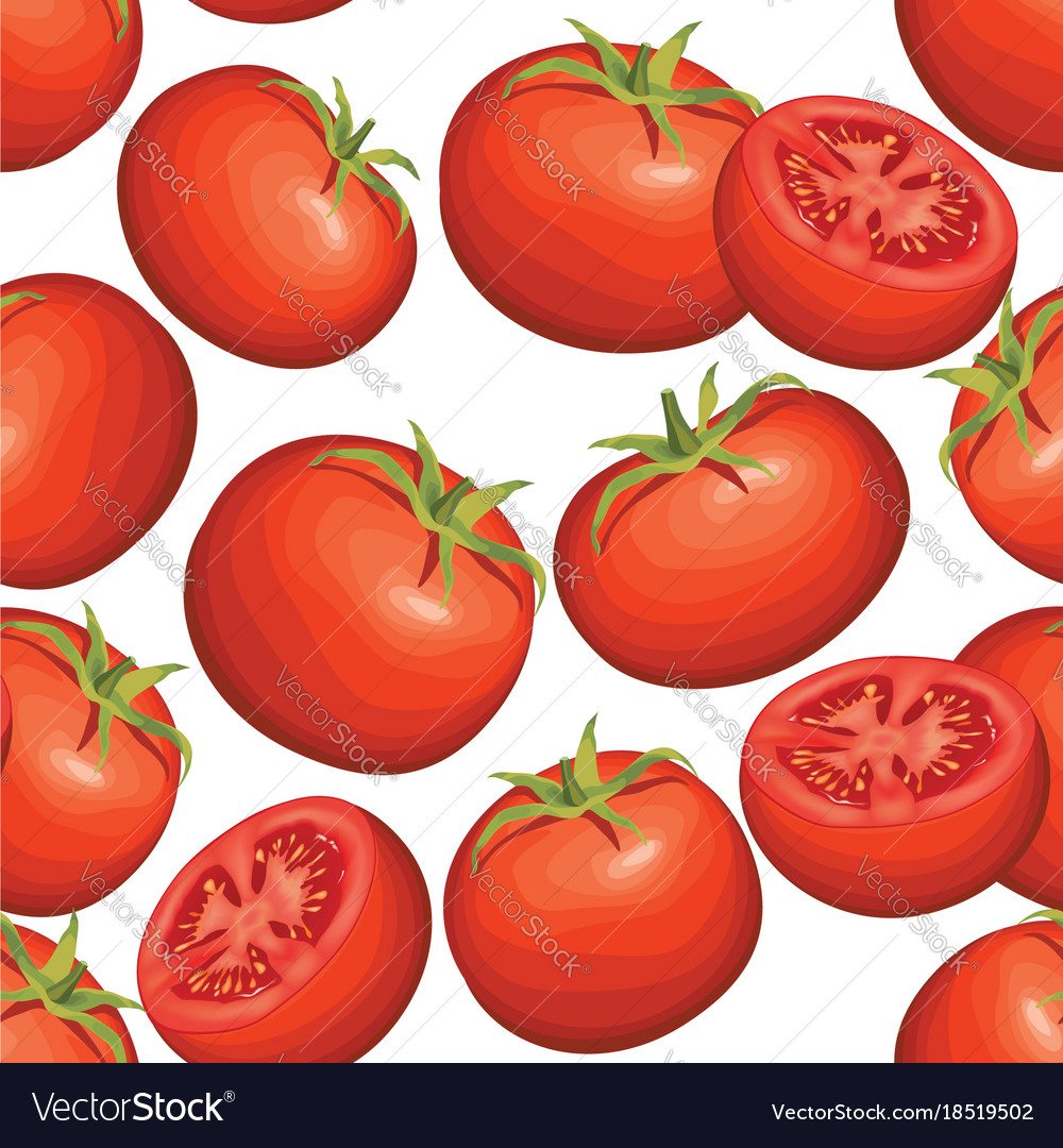 Tomato Background Vegetable Seamless Pattern Food Vector Image