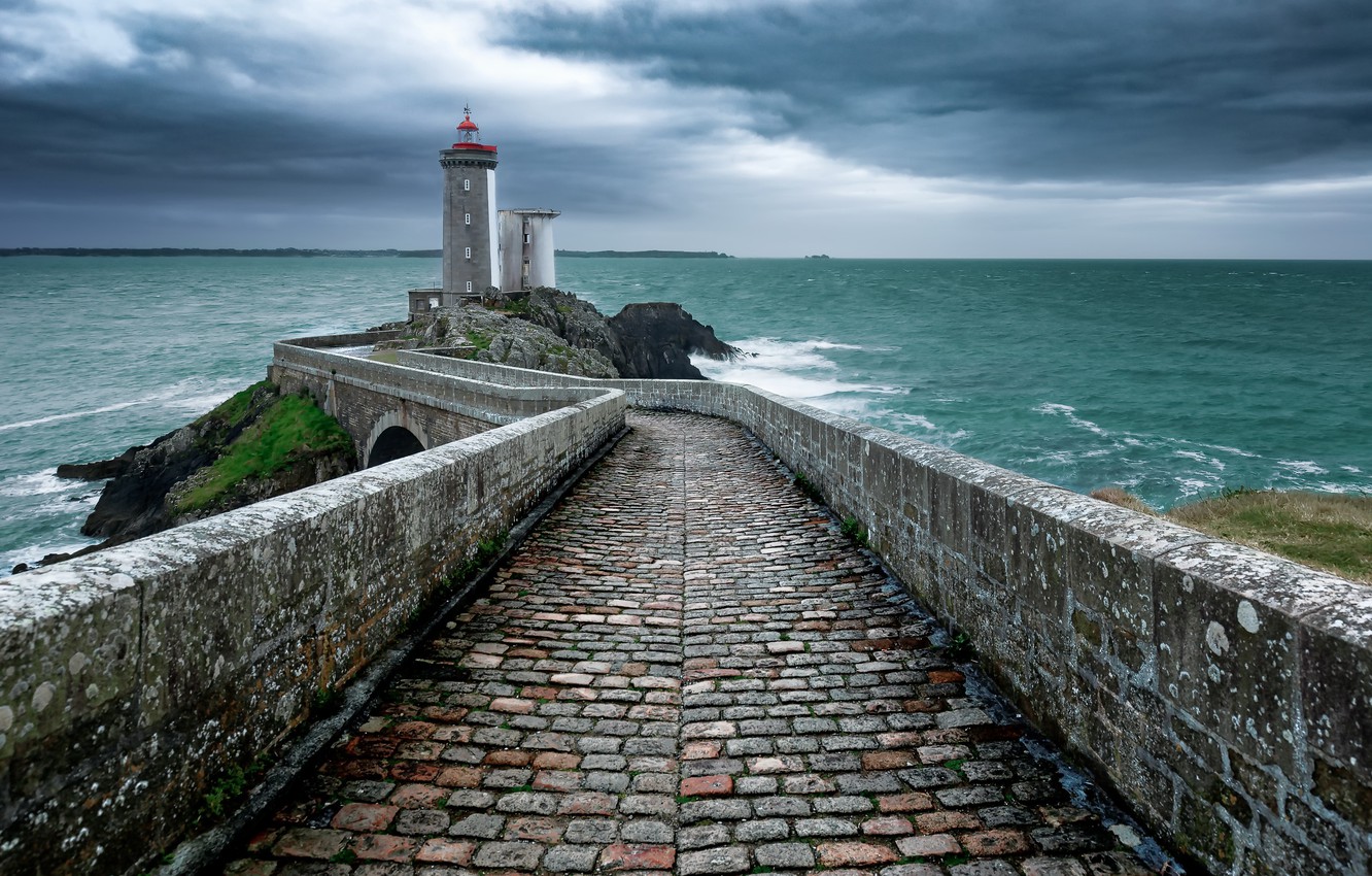 Wallpaper sea lighthouse France Brittany Finistere images for