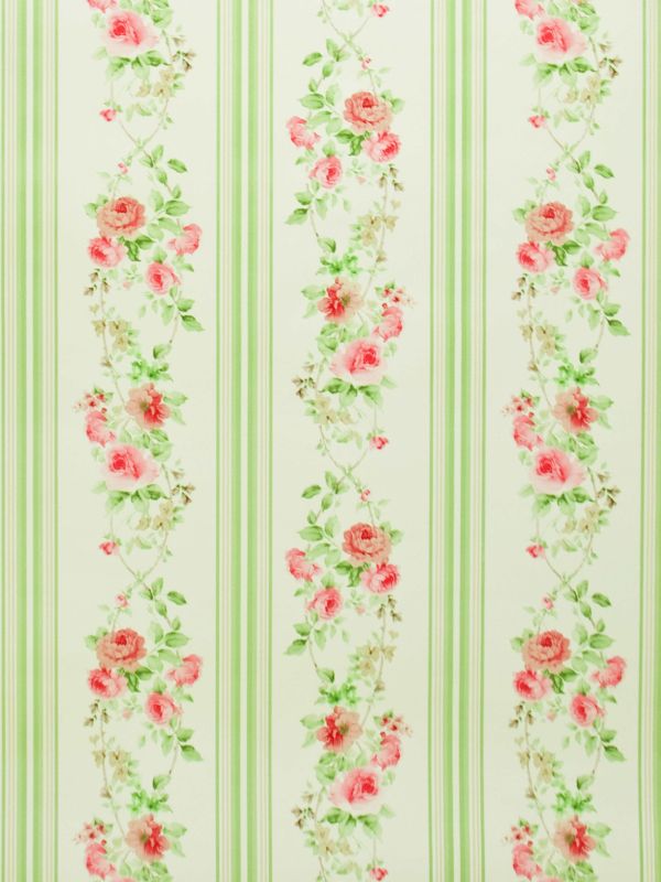 WPSALE100 Wallpaper English Floral Stripe on White