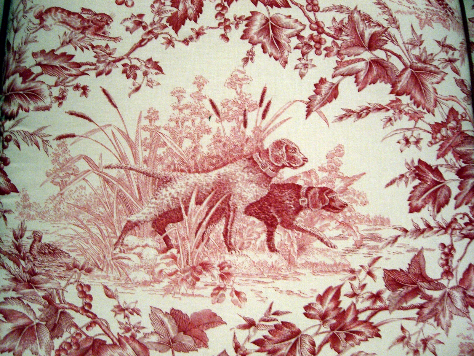 Different Color Way It Is From A Red And White Toile Wallpaper
