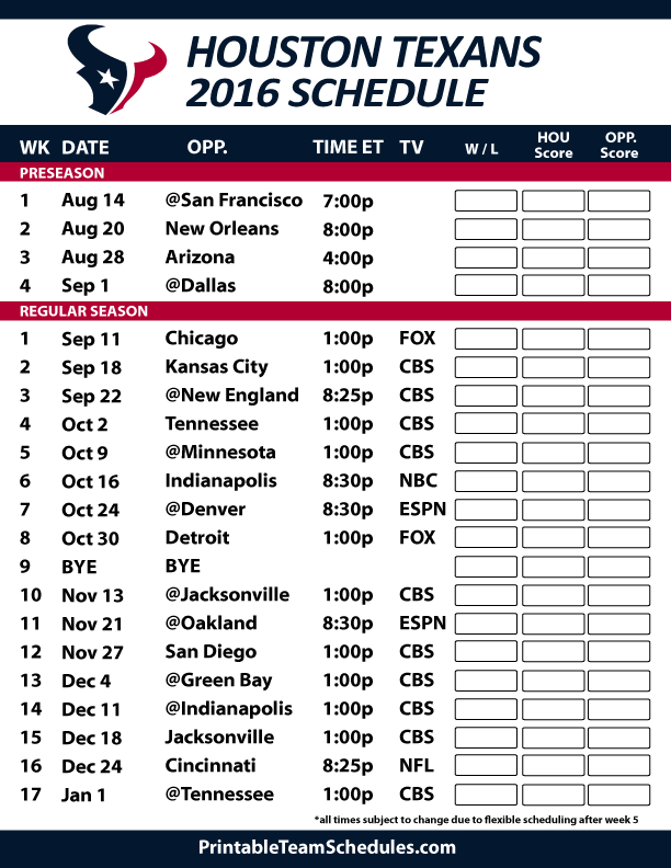 Redskins Schedule Miung