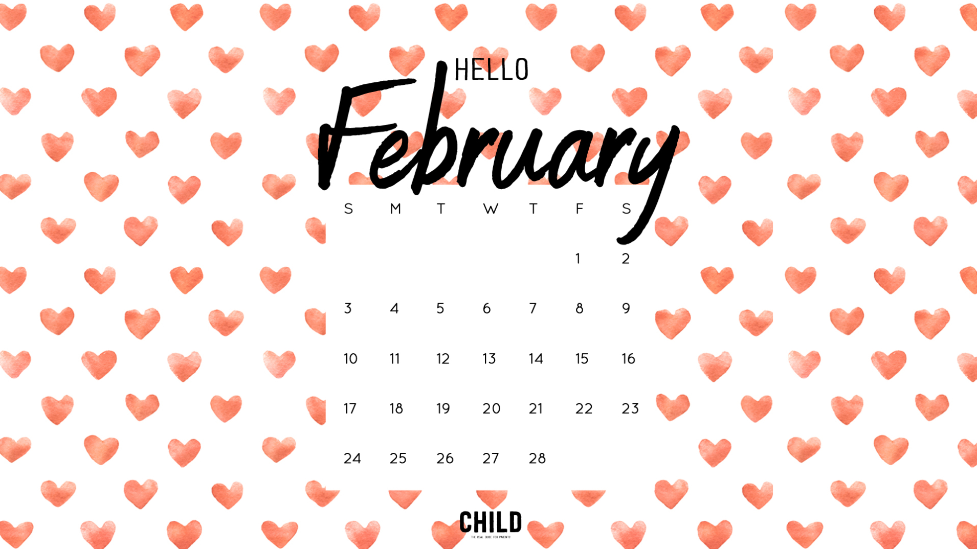 february desktop calendar
