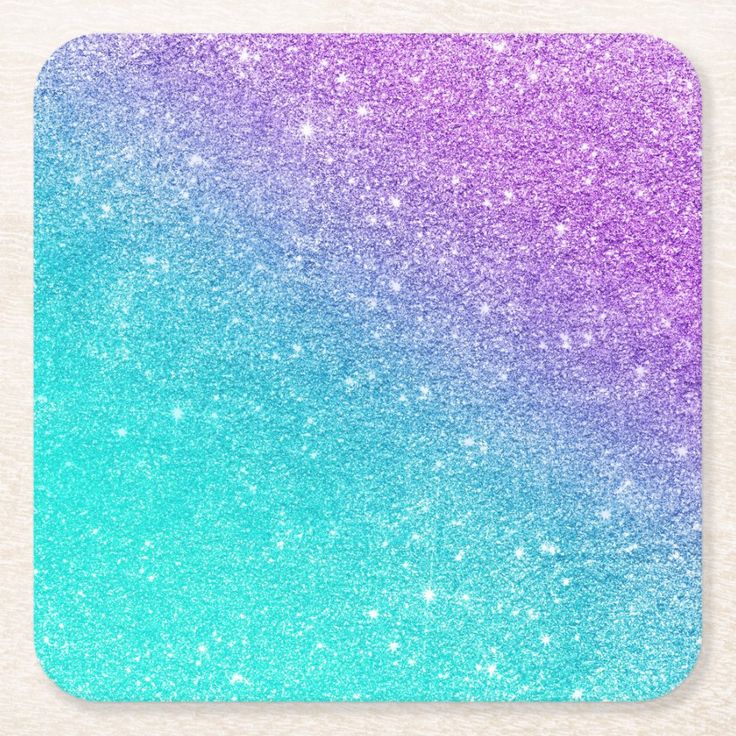 Girly mermaid purple glitter chic turquoise ombre square paper