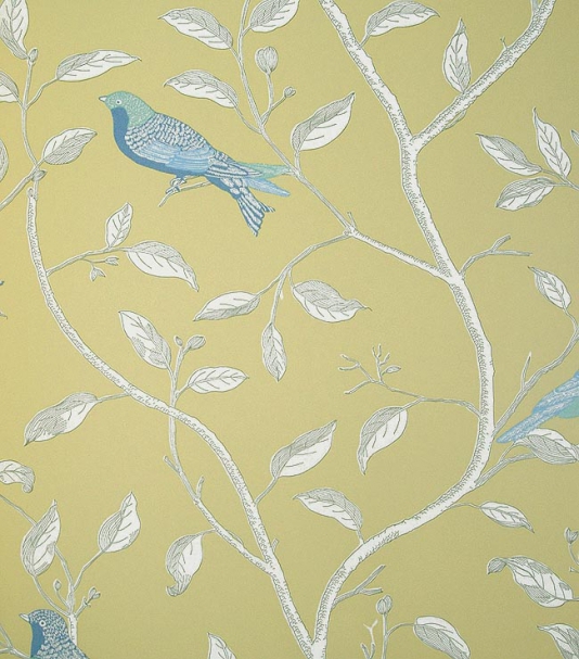 Finches Wallpaper With Blue Birds On Branches A Yellow