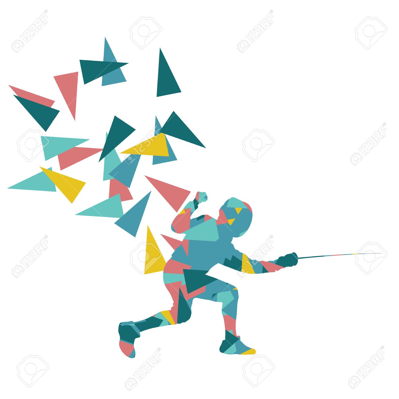 Woman Fencing Sport Vector Background Concept Illustration Made
