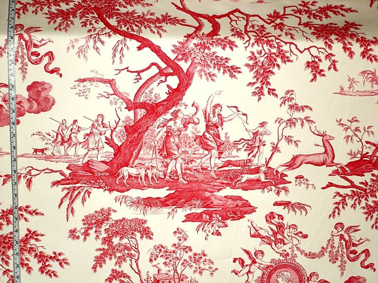 French Red Toile Fabric Neoclassic Double Wide From Brick House