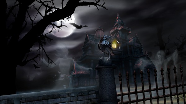 Halloween Castle With Ghost Wallpaper Widescreen HD
