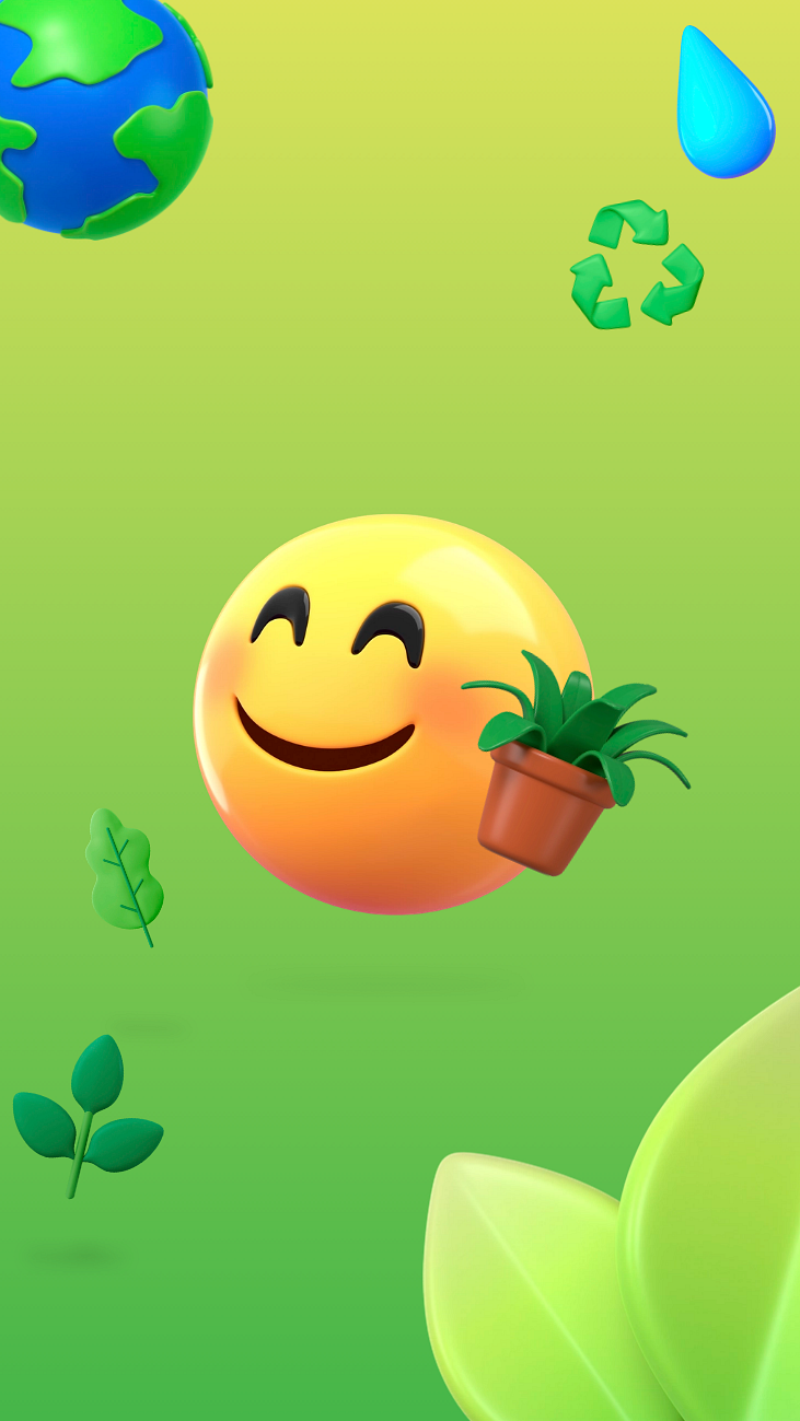 3d Green Environment Emoticon Illustration Premium Editable