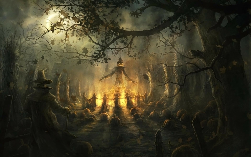 Halloween Creepy Scarecrow Wallpaper