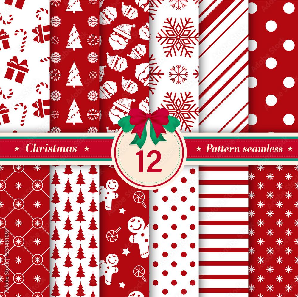 Merry Christmas pattern seamless collection Set of Xmas