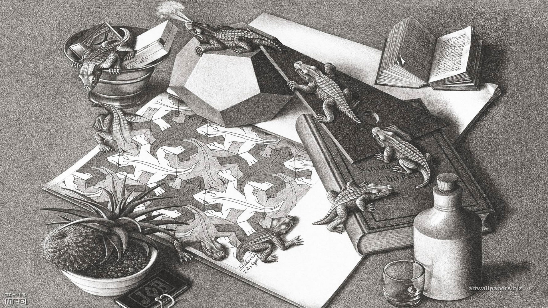 Back Gallery For Escher Reptiles Wallpaper