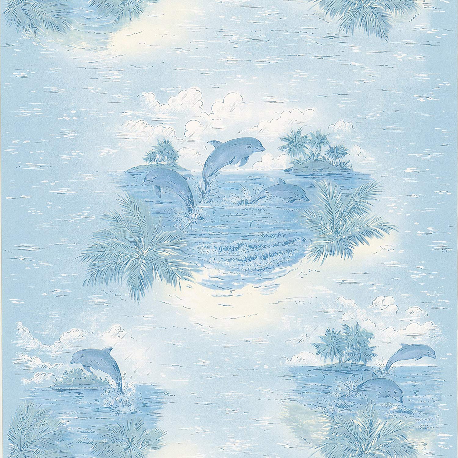 Brewster Honolulu Blue Dolphin Wallpaper