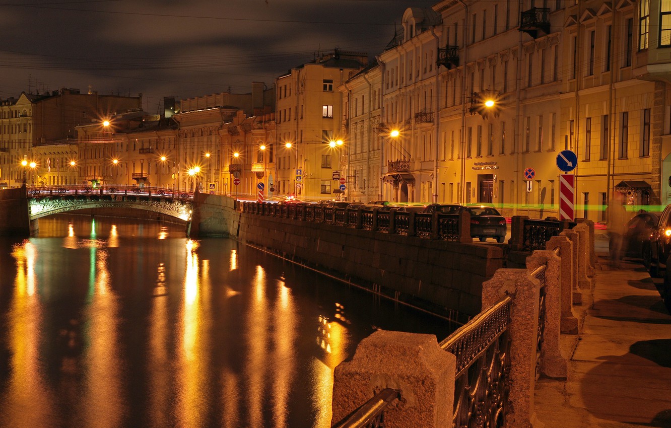 Wallpaper Night Lights River Home Saint Petersburg