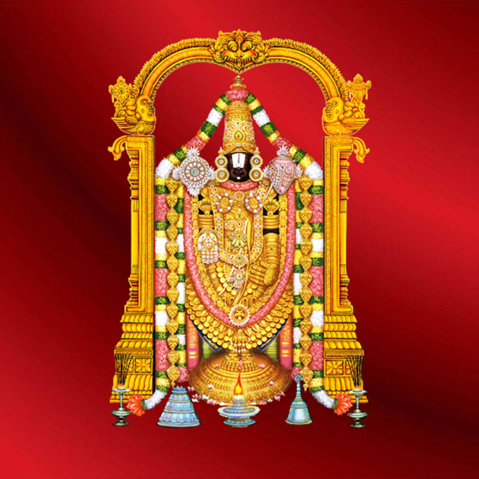 Lord Venkateswara 4k Over Red Wallpaper