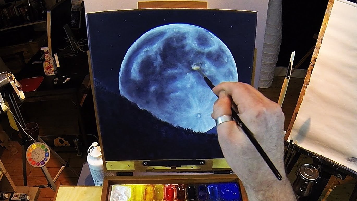 How To Paint A Full Moon Acrylic Painting Lesson Pre