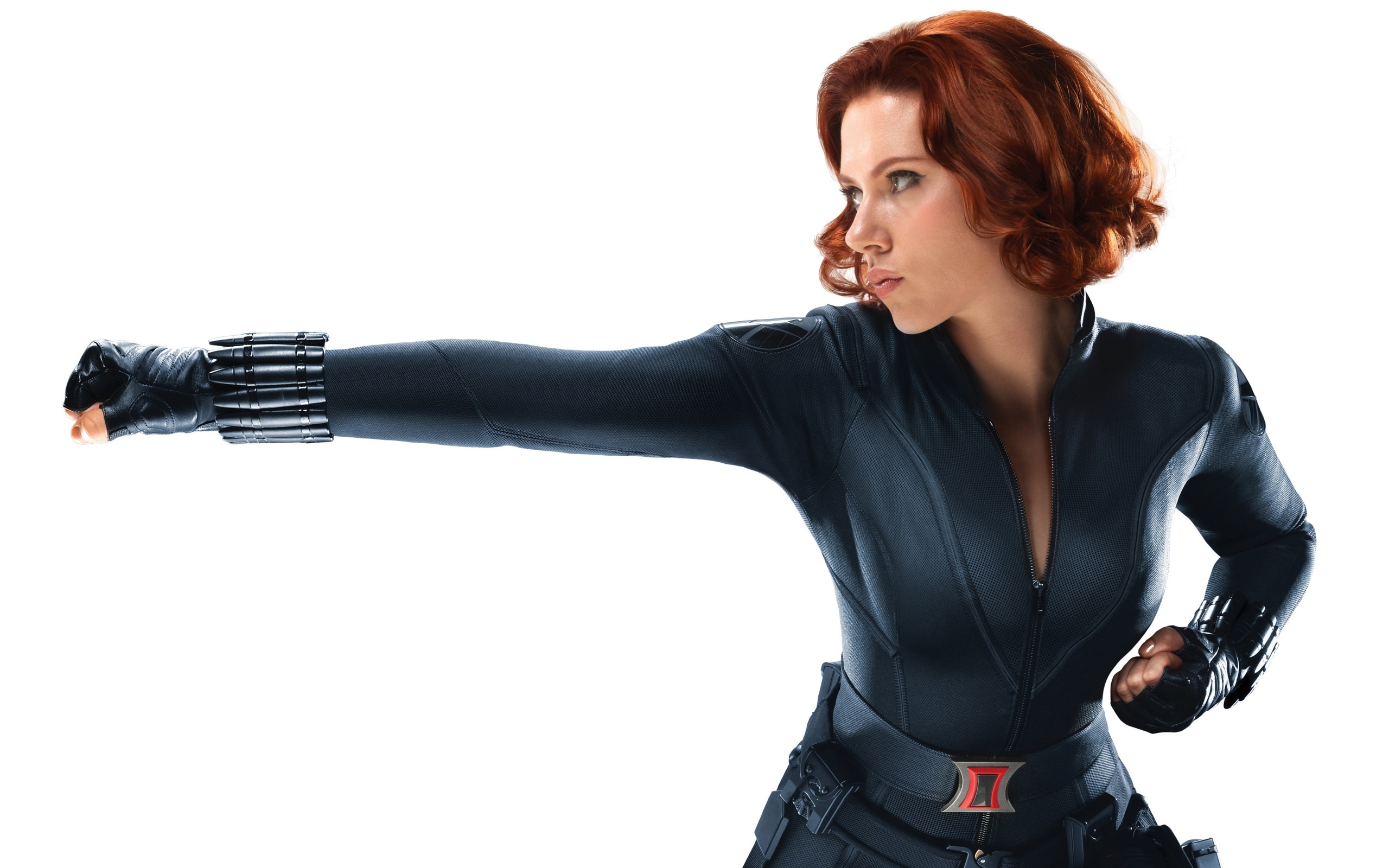 Scarlett Johansson As Black Widow Wearing Costume Suit