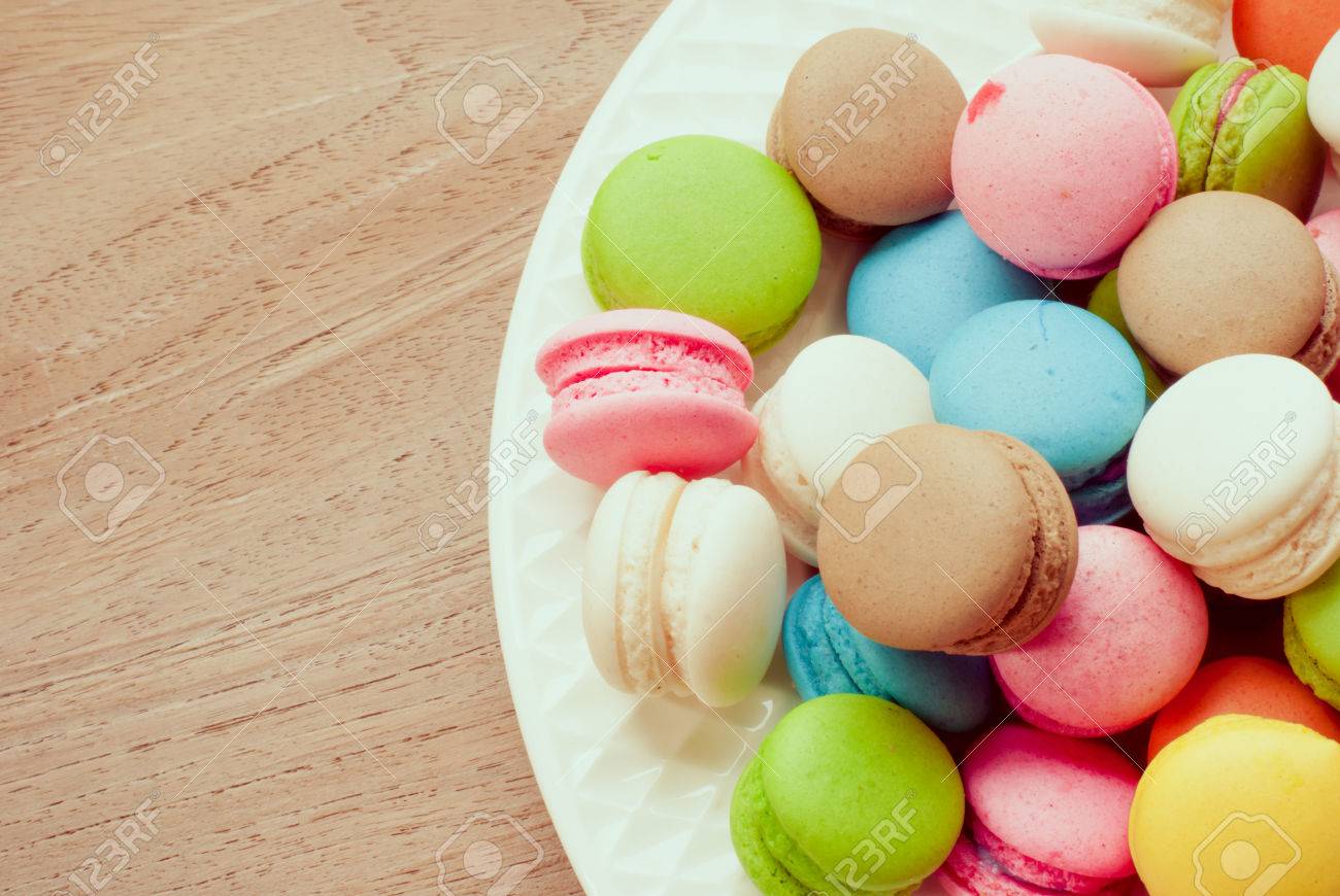 Traditional French Colorful Macarons Background Stock Photo