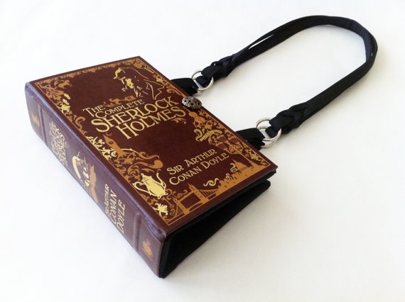 Sherlock Holmes Book Purse 221b Baker Street Wallpaper Fabric