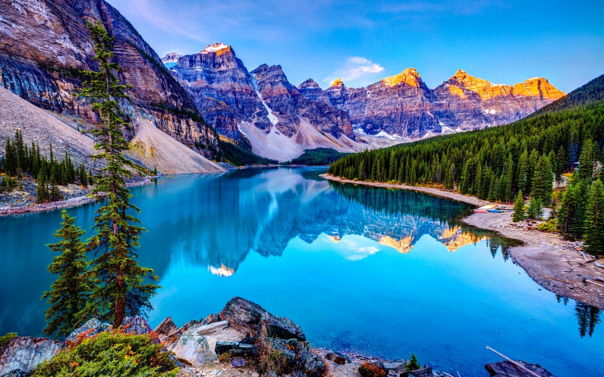 Of Lake And Mountains HD Desktop Wallpaper