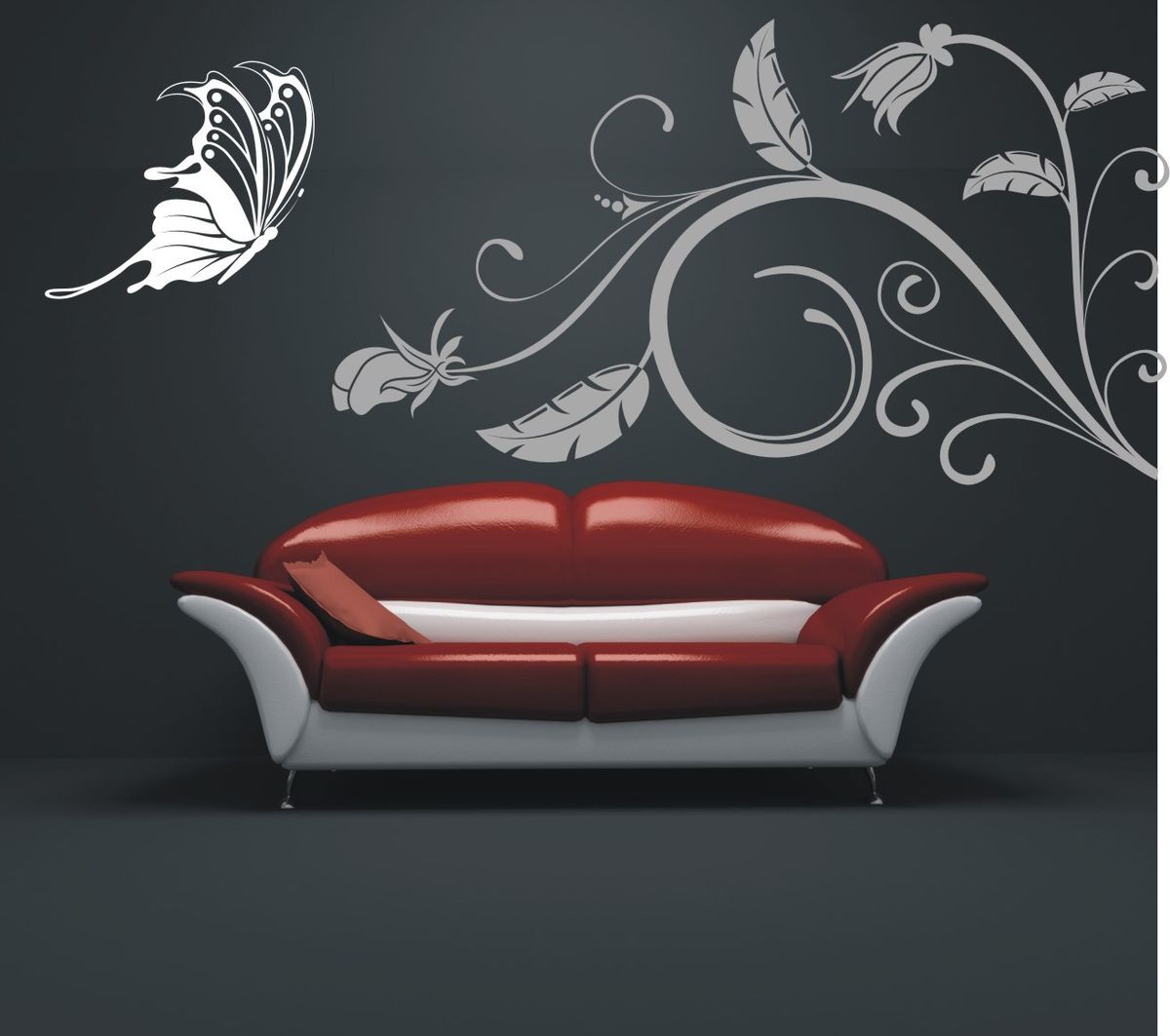 Butterfly Leaves Wall Stickers Wallpaper Art Living Room Decal