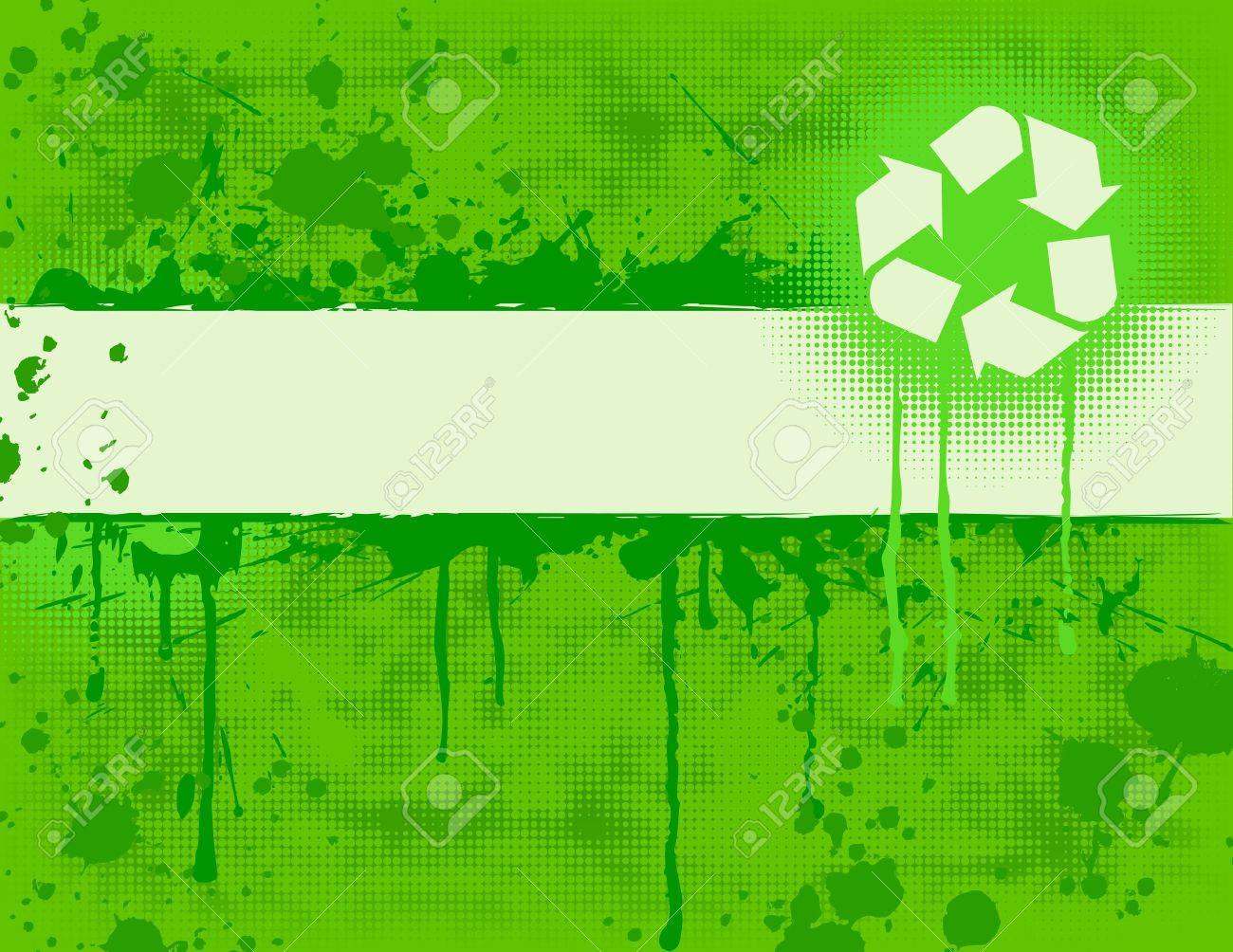 Recycle Banner On Green Grungy Background Royalty Cliparts