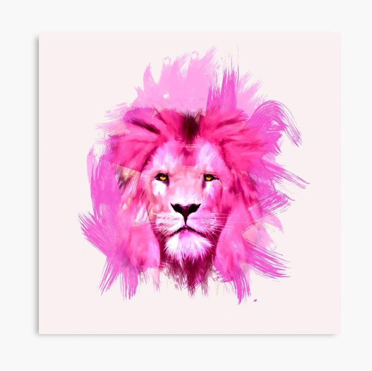 Pink Lion Canvas Print by levman Redbubble Lion poster Lion