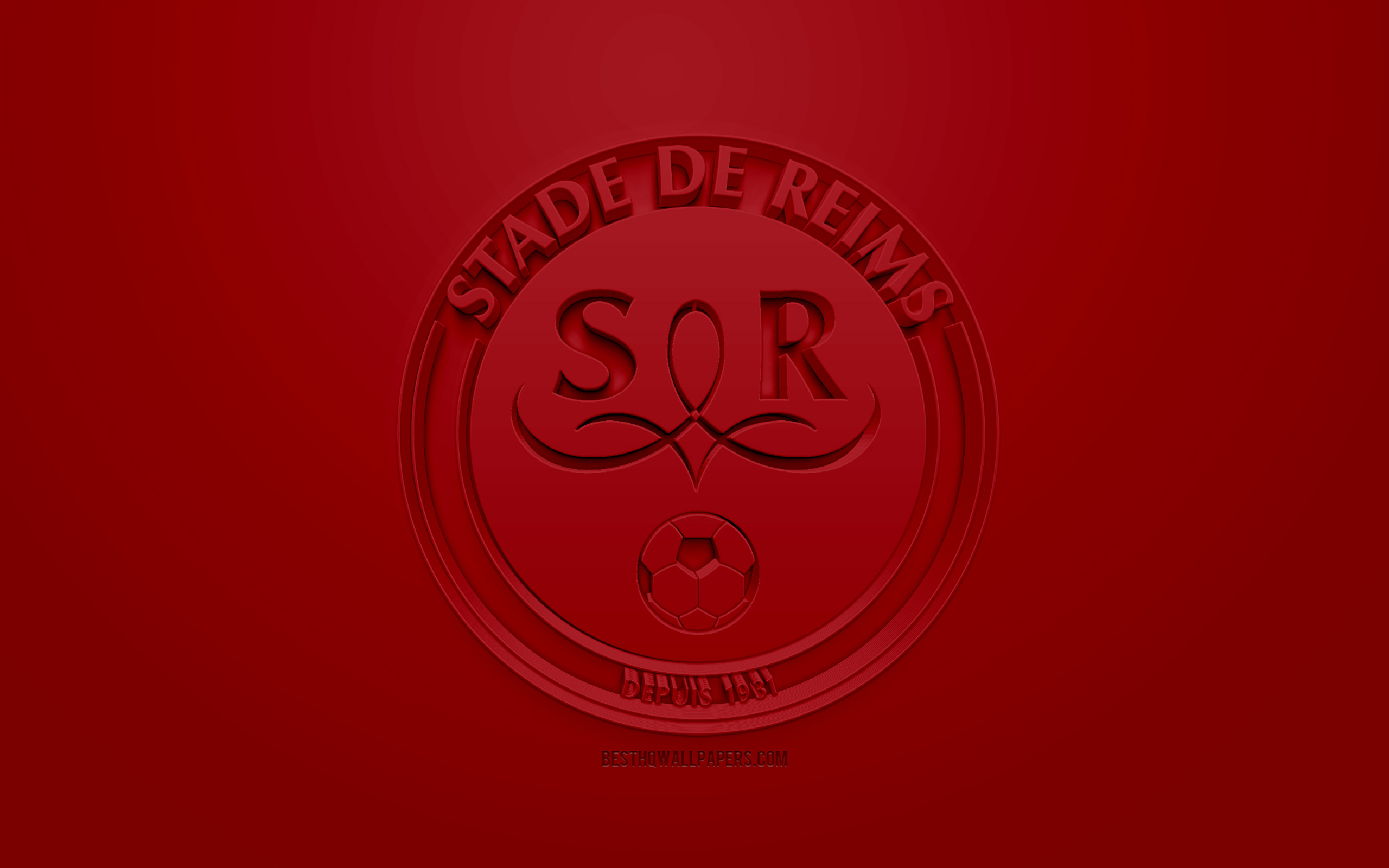 Wallpaper Stade De Reims Creative 3d Logo Dark Red