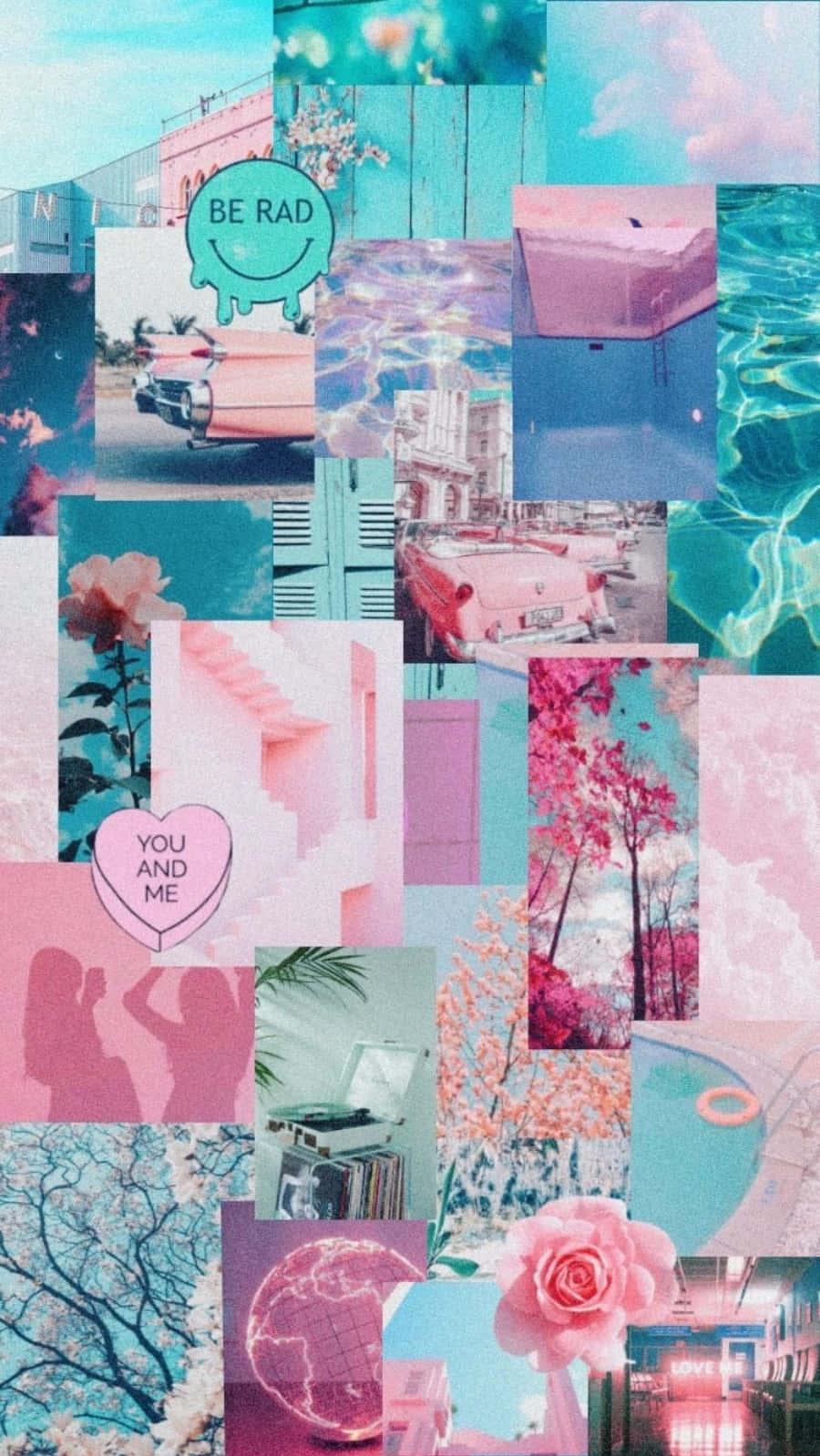 Pink And Blue Aesthetic Collage Wallpaper