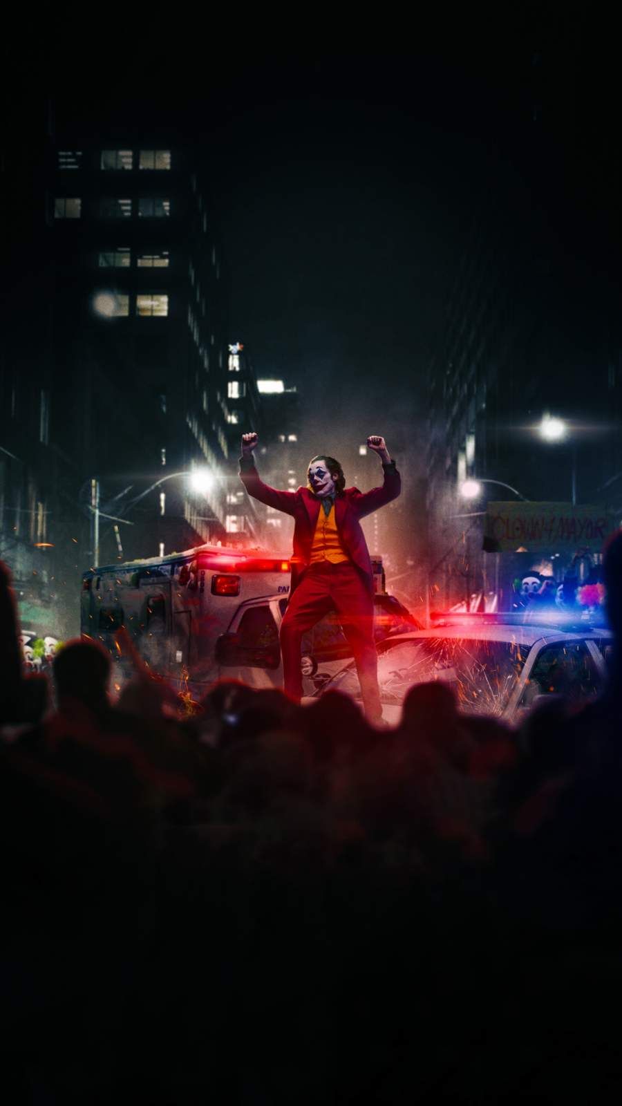 Joker Dancing On Police Car iPhone Wallpaper