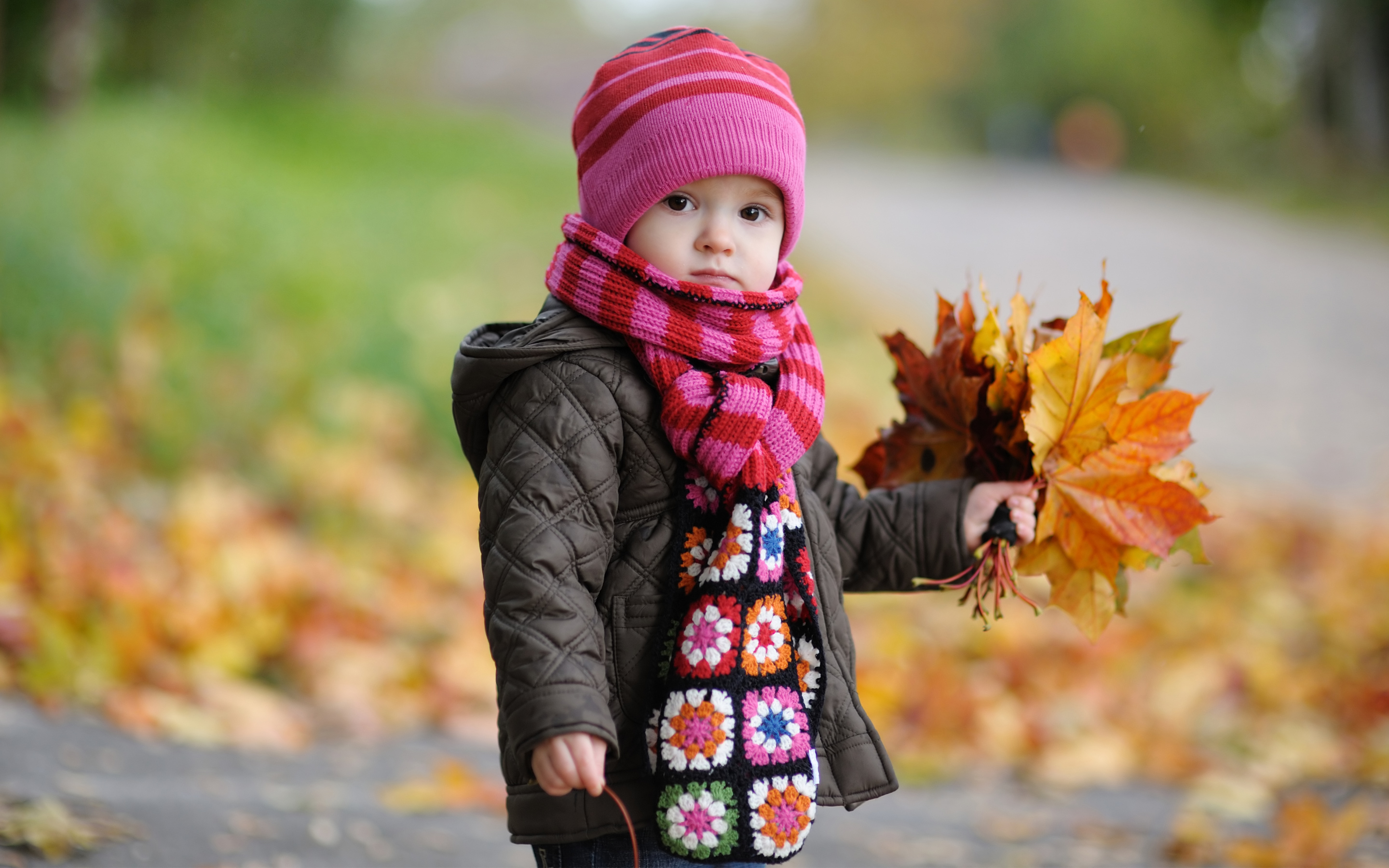 Cute Baby In Autumn Wallpaper HD