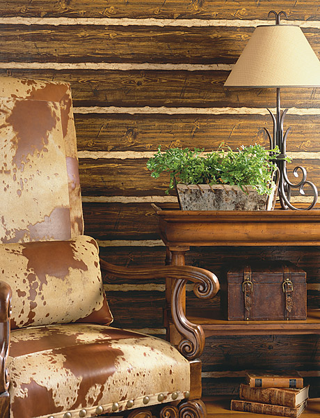 Faux Wood Textured Wallpaper Authentically Creates a Rustic Look and