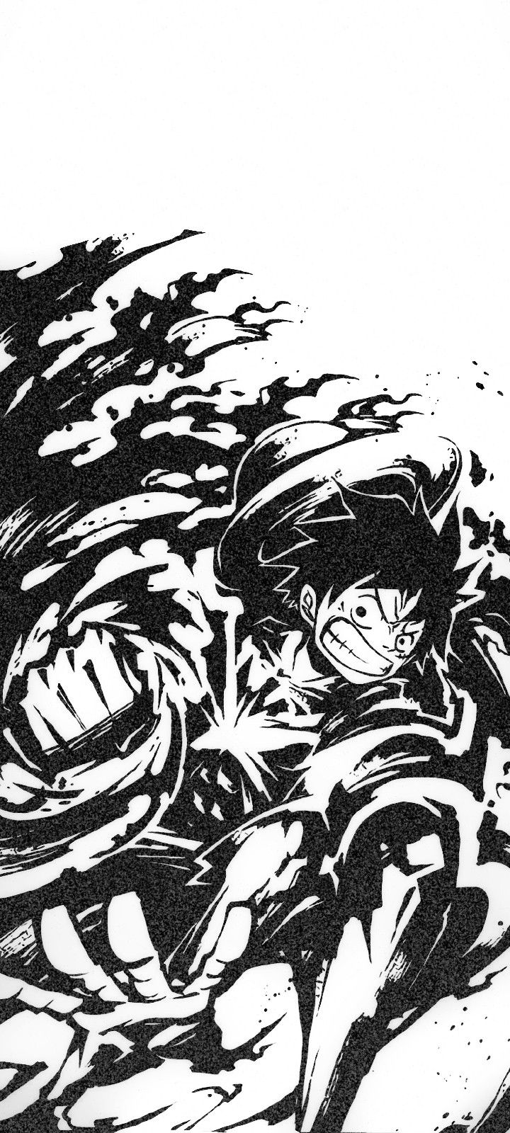 Luffy Black White Wallpaper