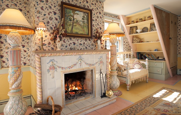 Mackenzie Childs Room Fireplace Pastel Wallpaper