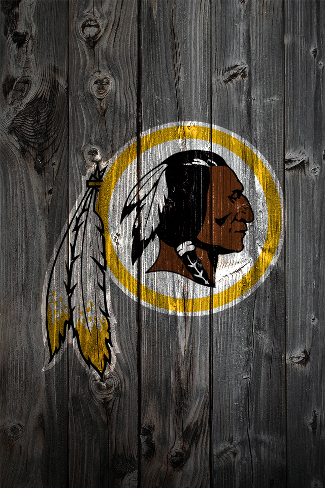 Redskins Logo On Wood Background X iPhone