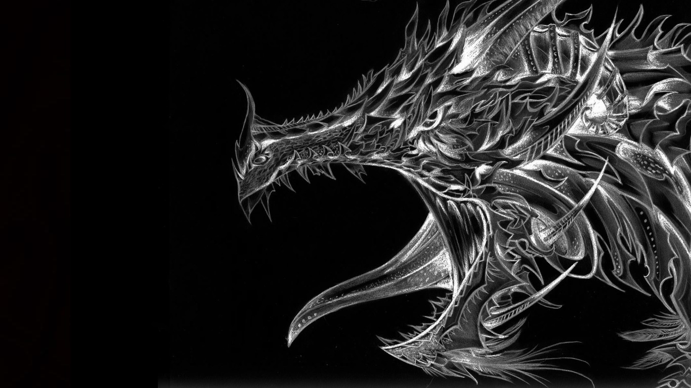 Black And White Dragon Puter Wallpaper Desktop Background