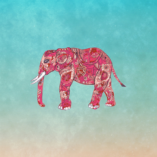 Whimsical Colorful Elephant Tribal Floral Paisley Art Print By Girly