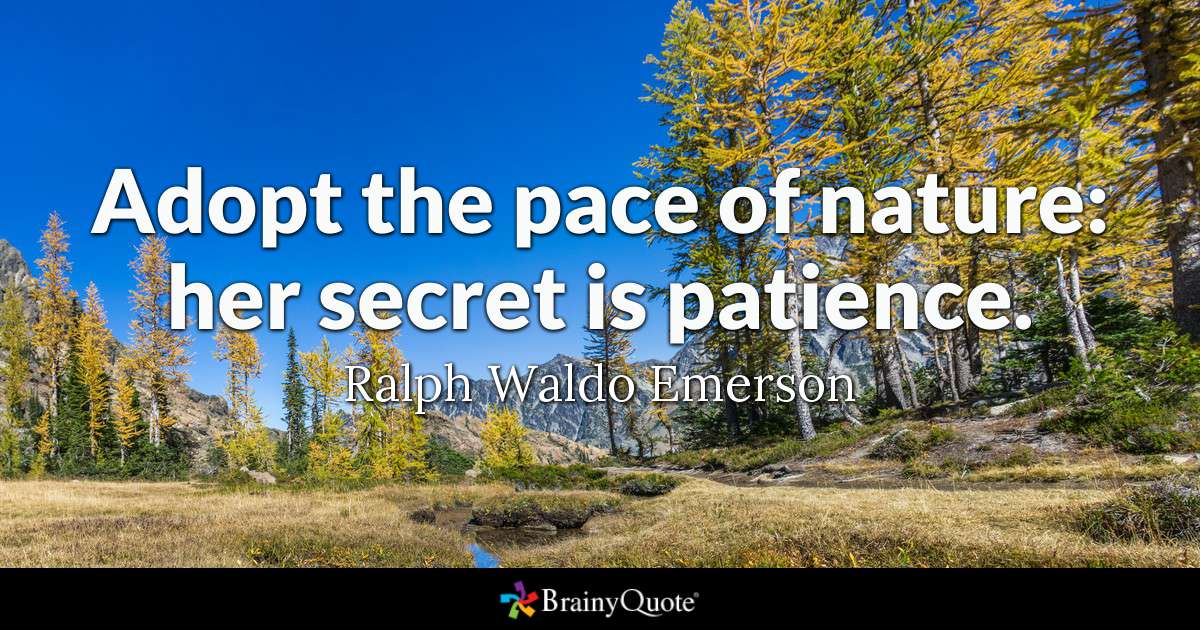 Ralph Waldo Emerson Adopt The Pace Of Nature Her Secret