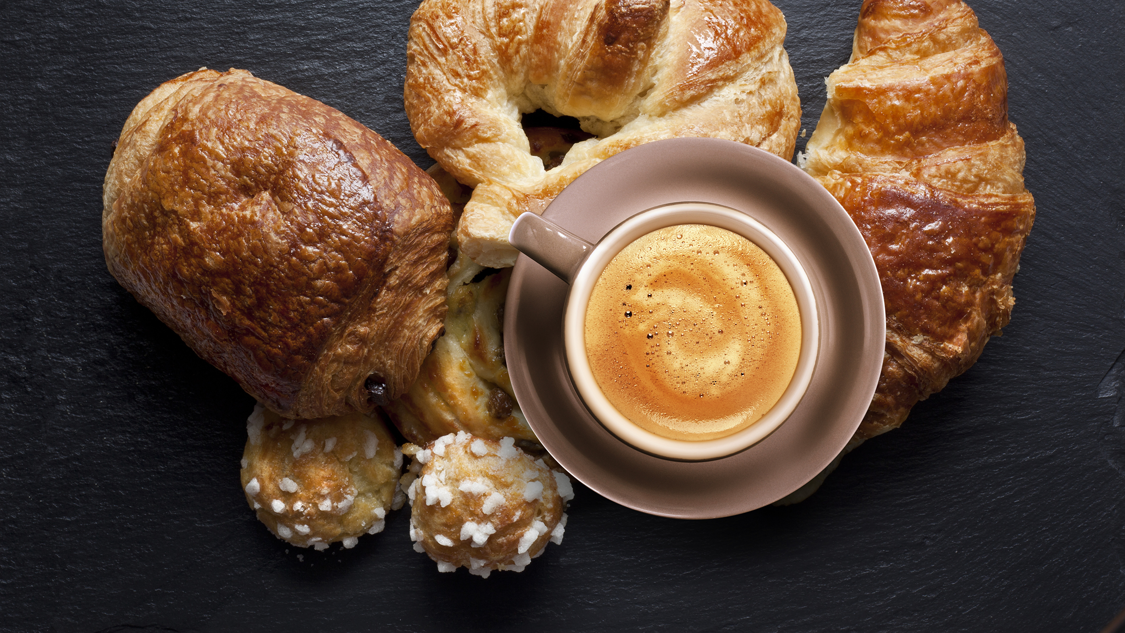Wallpaper Coffee Croissant Cappuccino Cup Food