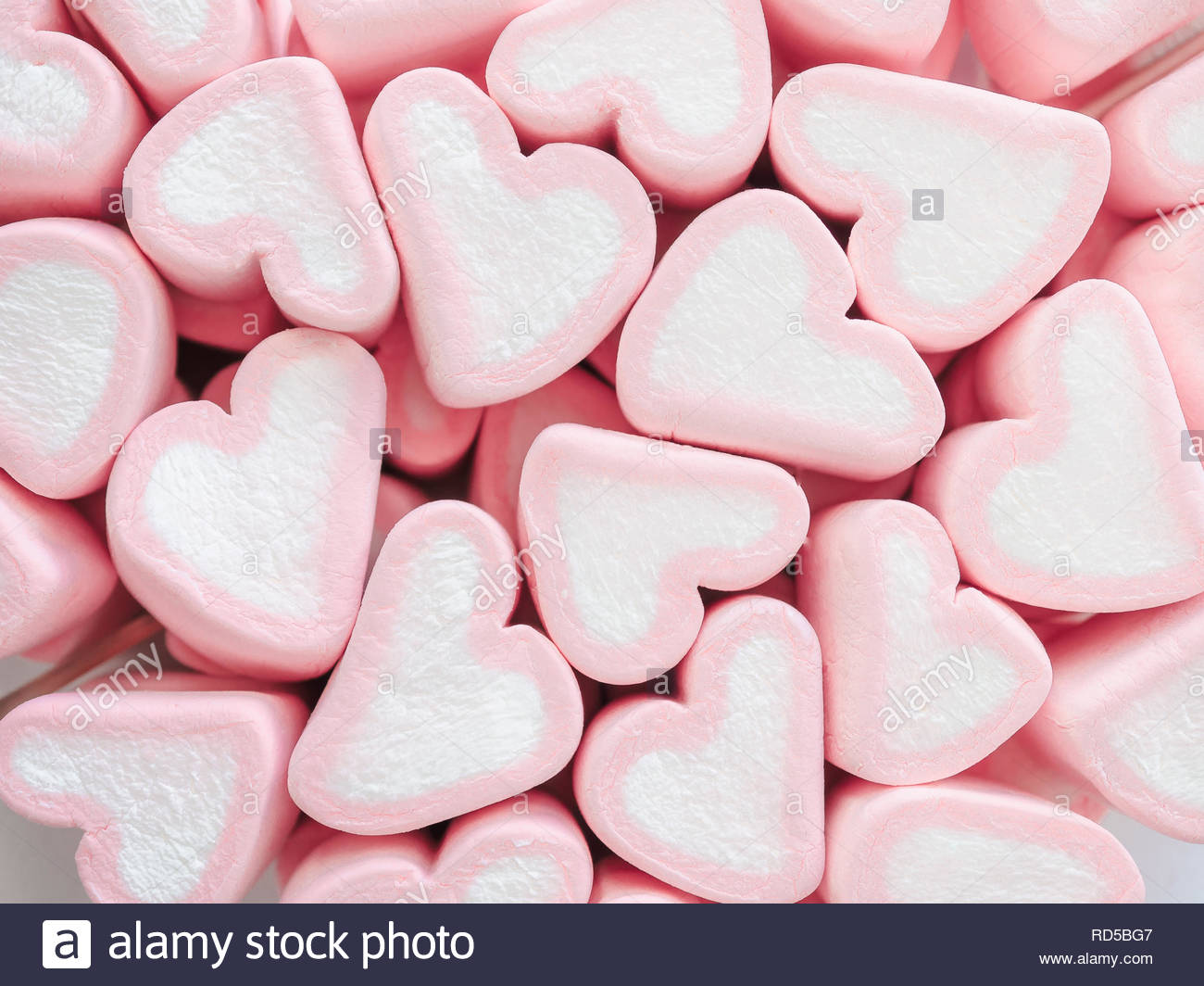 Pink Marshmallow Background Many Hearts Marshmallows Sweets In
