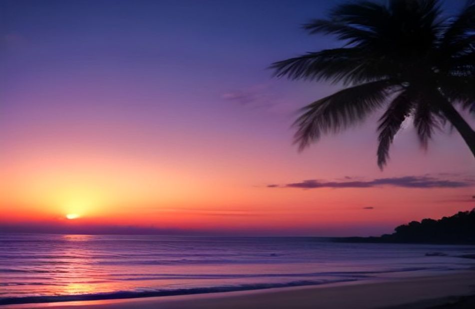 Tropical Island Sunset Wallpaper