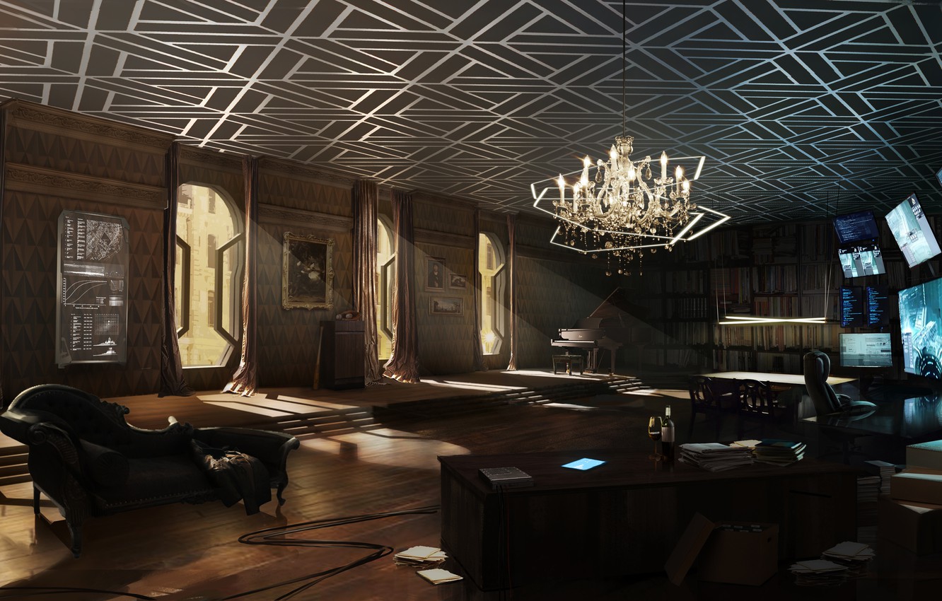 Wallpaper Room Cyberpunk Deus Ex Apartment Mankind