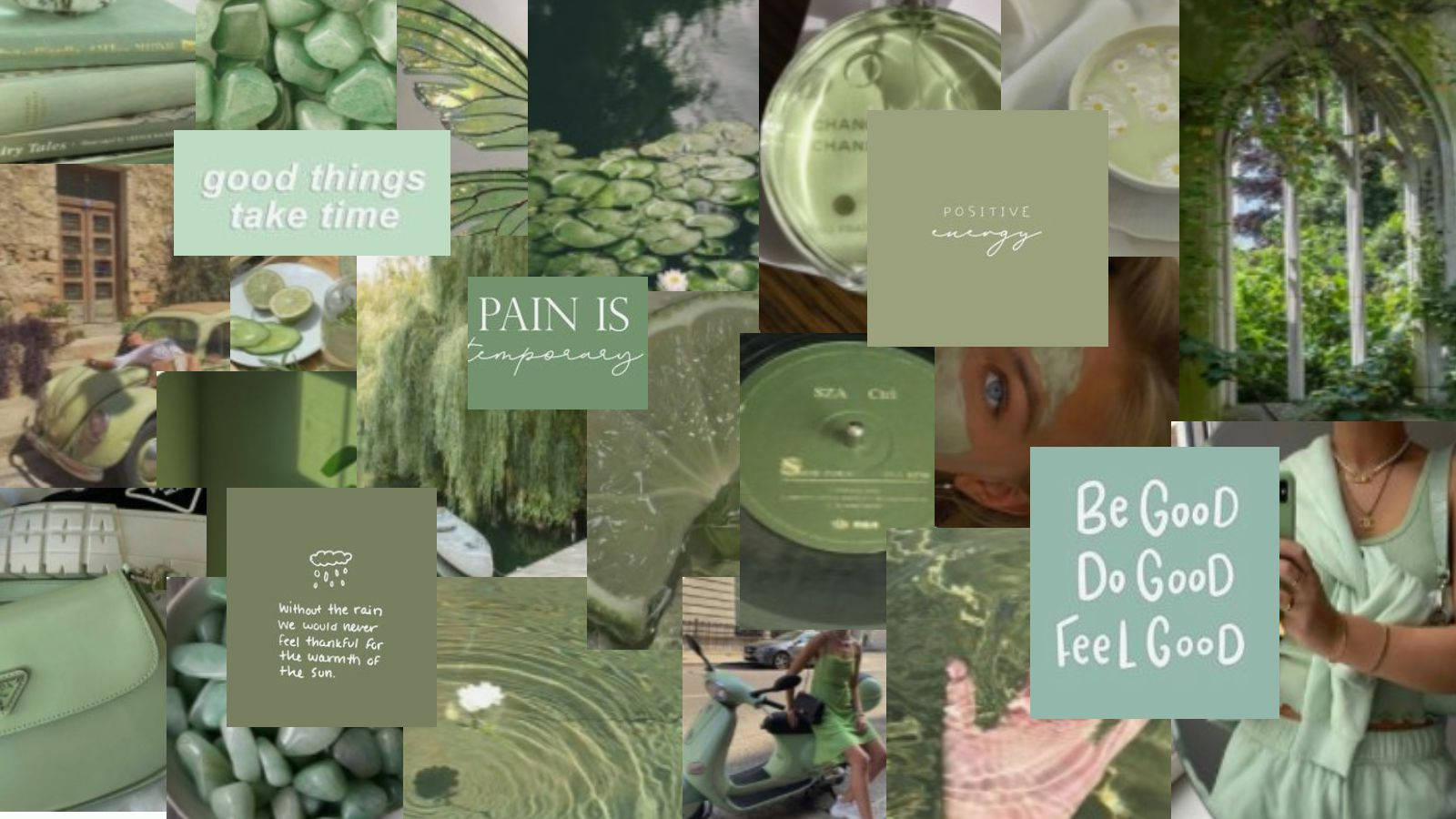A Modern Laptop With Soft Pastel Green Aesthetic Wallpaper