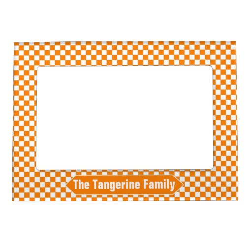 Orange and White Checkered Custom Photo Magnetic Photo Frames Zazzle