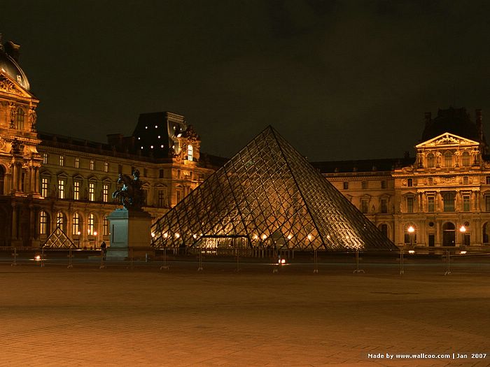 The Grand Louvre At Night Paris France Museum